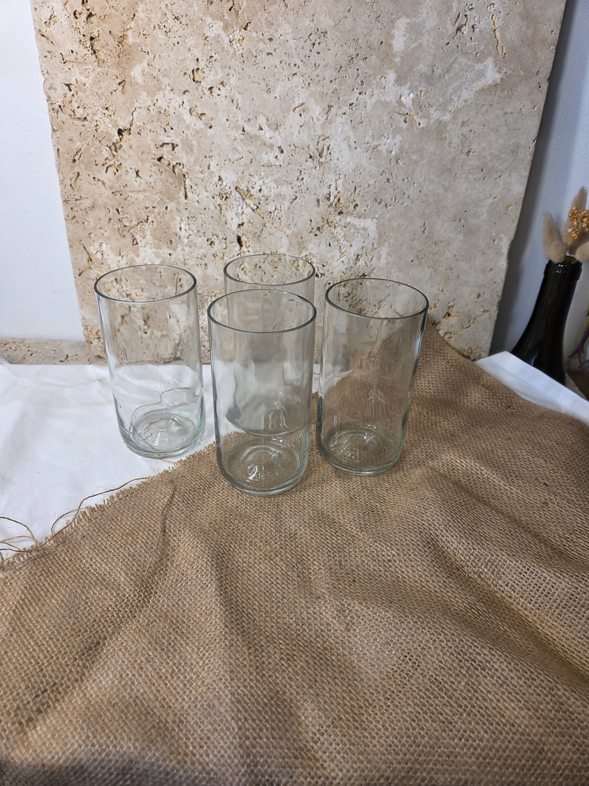 Lot de 4 verres-réalisés à partir d'anciennes bouteilles d'Orezza