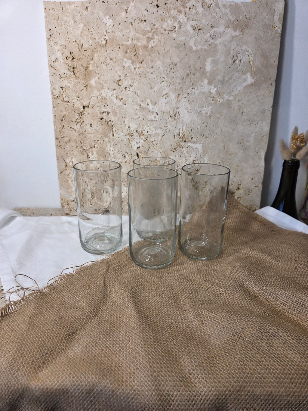 Lot de 4 verres - réalisés à partir d'anciennes bouteilles d'Orezza