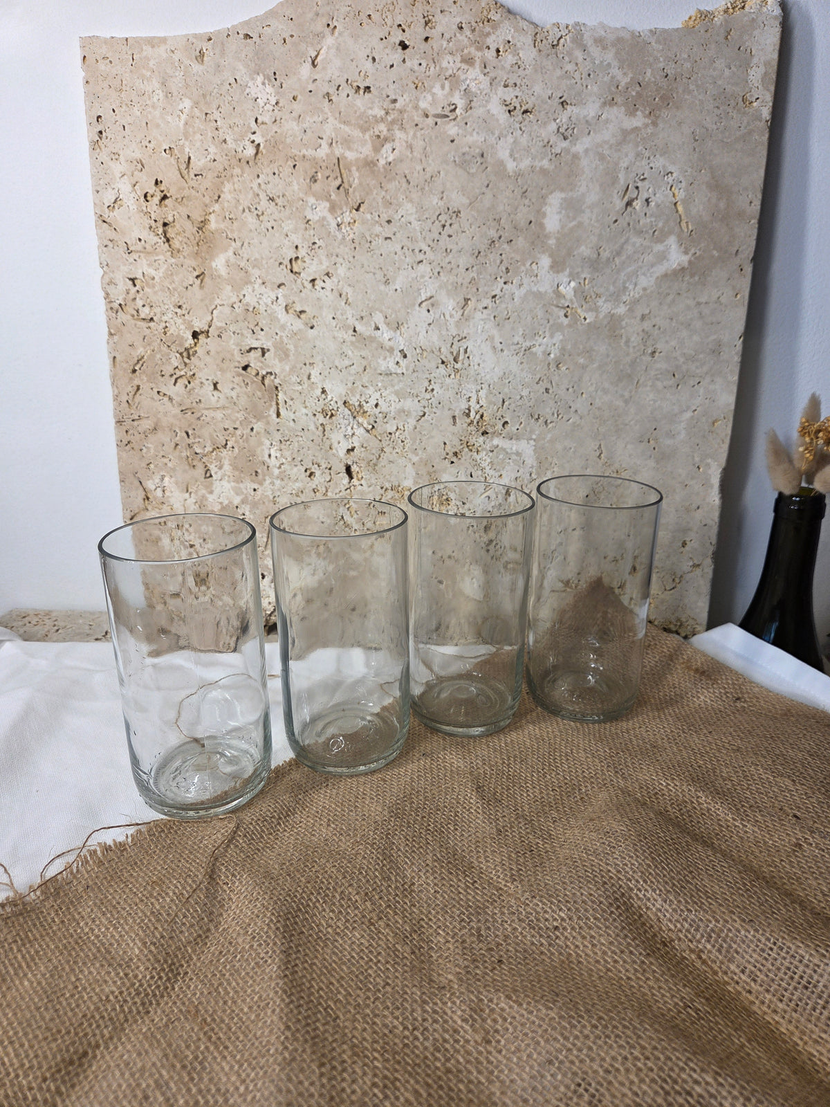 Lot de 4 verres - réalisés à partir d'anciennes bouteilles d'Orezza
