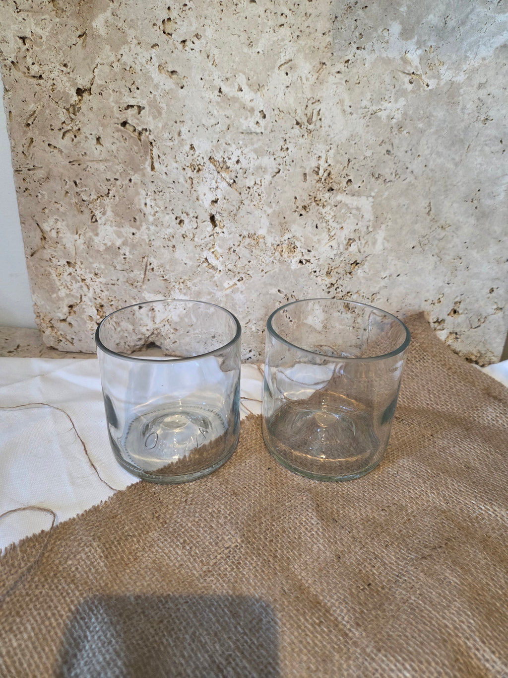 Lot de 2 verres- réalisés à partir d'anciennes bouteilles d'Orezza