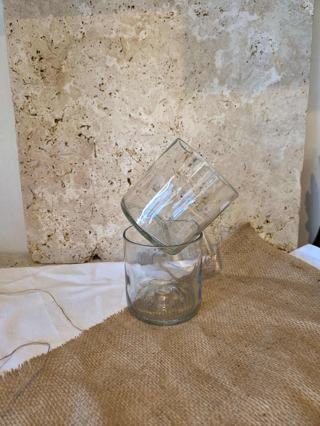 Lot de 2 verres- réalisés à partir d'anciennes bouteilles d'Orezza