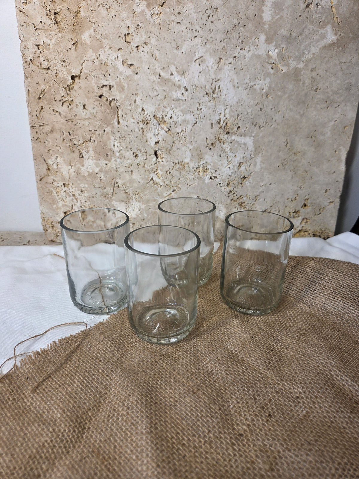 Lot de 4 tasses à café-réalisées à partir d'anciennes bouteilles d'Orezza