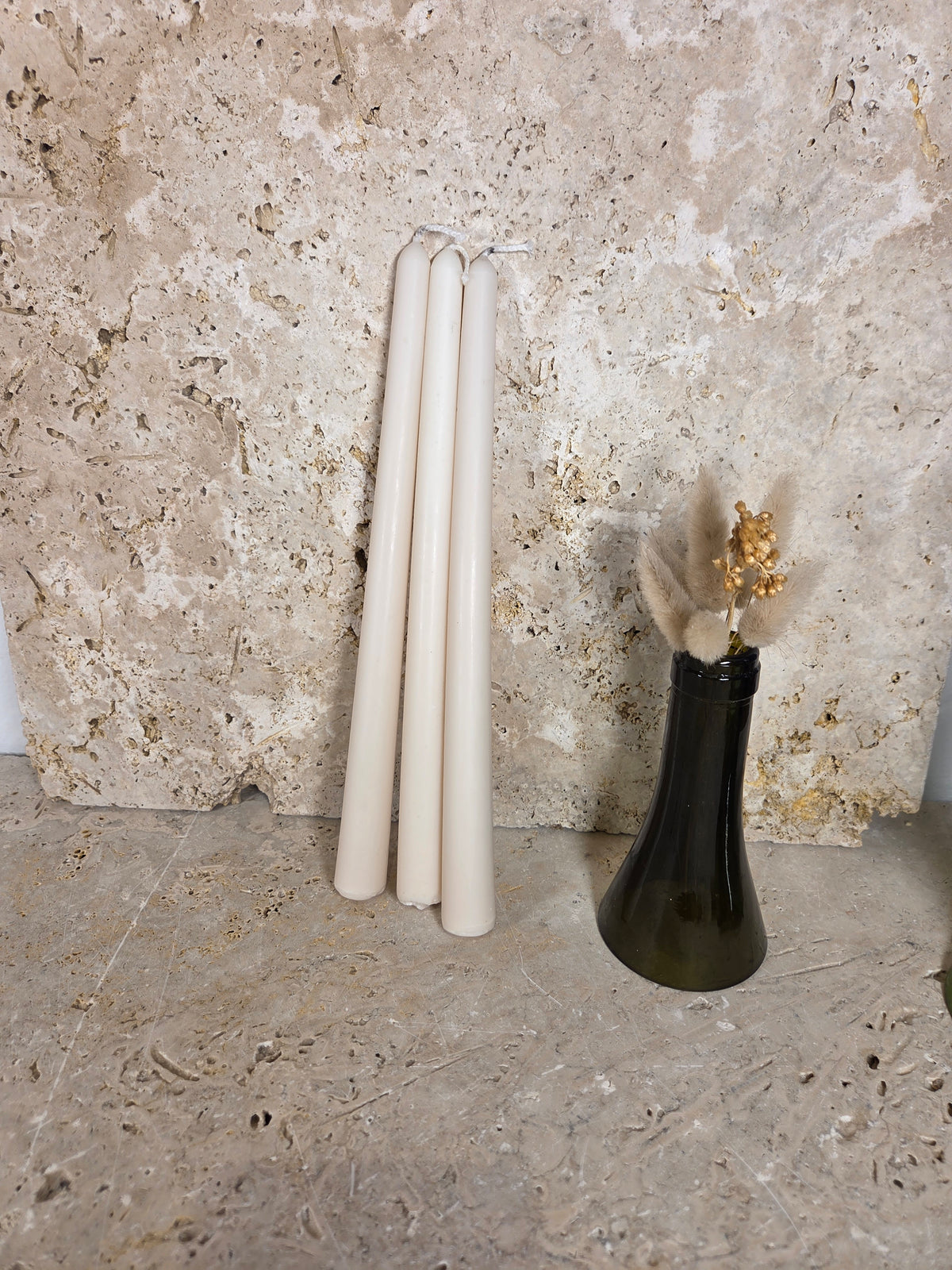 Lot de 3 chandelles artisanales