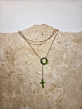 Collier crocheté à la main - Croix en verre de bouteille recyclé ♻️