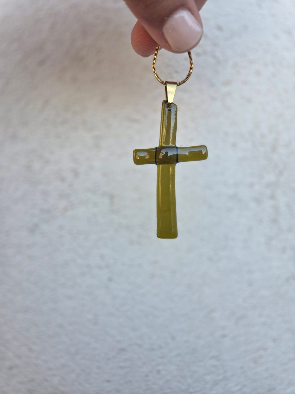 Pendentif Croix – Verre de bouteille revalorisé en Corse