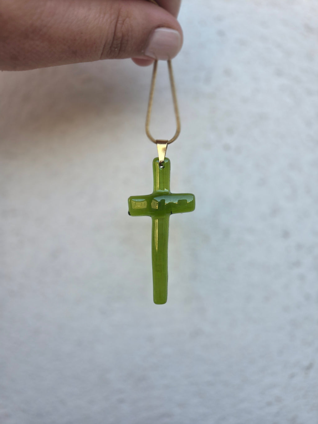 Pendentif Croix – Verre de bouteille revalorisé en Corse